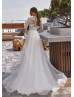 Beaded Ivory Lace Tulle Rustic Wedding Dress